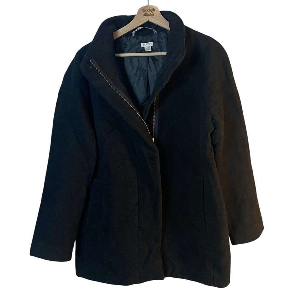 J. Crew City Coat Wool Blend Black Winter Coat Women's Size 12 EUC Daycoat